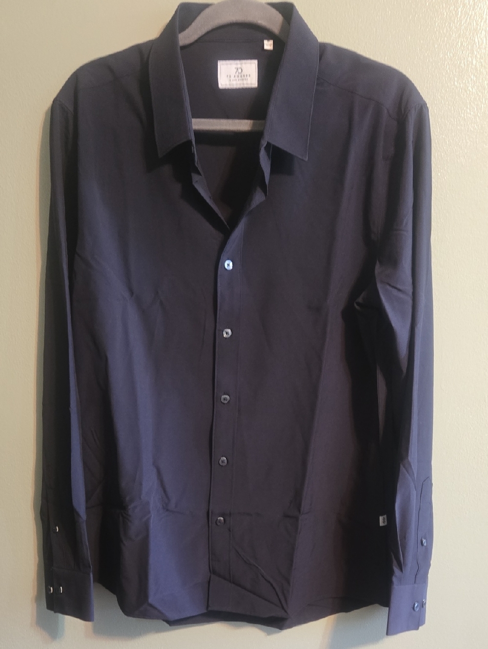 7 Diamonds Button Up Shirt Mens M Navy Blue Rocco 4 Way Stretch Long Sleeve-NWOT